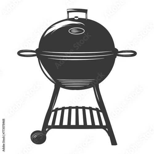 silhouette a barbecue grill offset smoker top down black color only