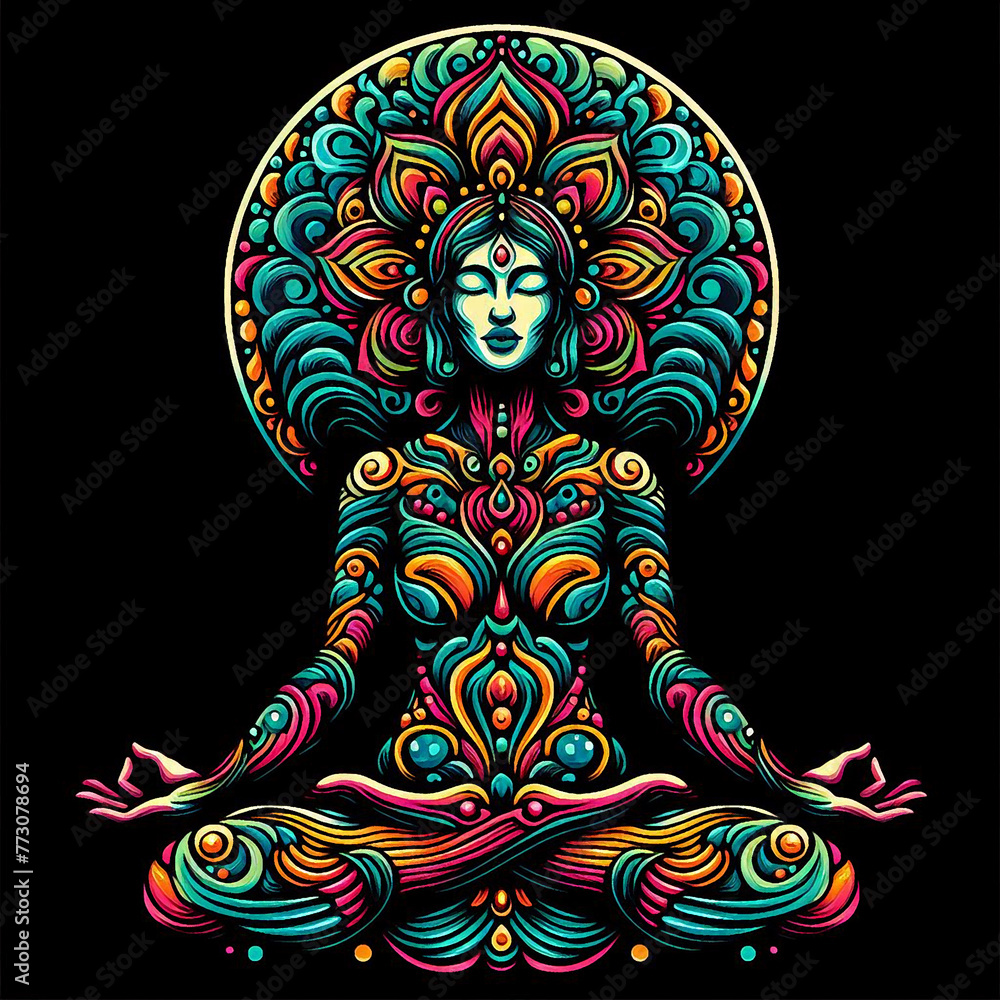 Meditation illustration created with colorful motifs
Meditation illustration created with colorful motifs