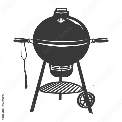 silhouette a barbecue grill offset smoker top down black color only