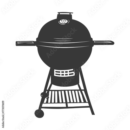 silhouette a barbecue grill offset smoker top down black color only