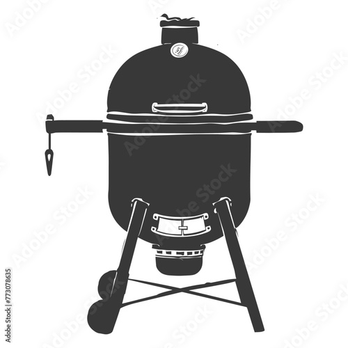 silhouette a barbecue grill offset smoker top down black color only