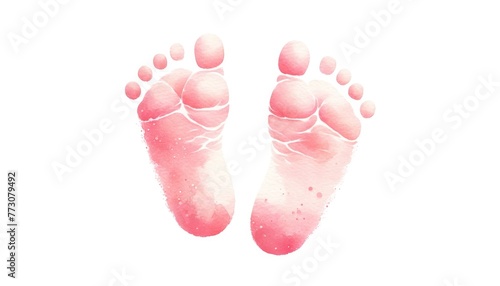 A pair of baby feet in a watercolor style.
