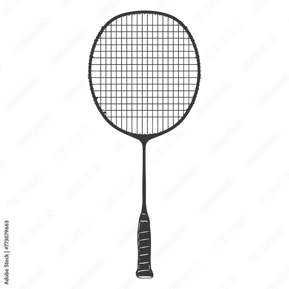 silhouette badminton racket black color only silhouette badminton racket black color only
