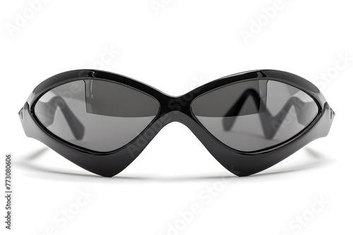 Fashionable trendy black eyeglasses front view isolated on white background