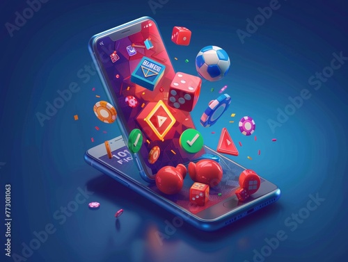  graphic for a SportsBetting app featuring elements like a smartphone, sports icons, and winning symbols Use vibrant colors and bold typography