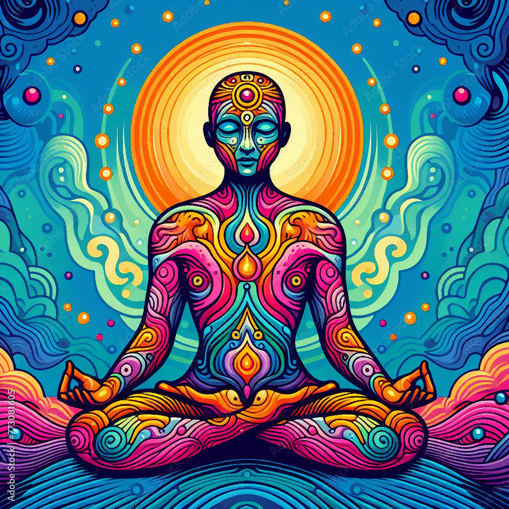 Meditation illustration created with colorful motifs
Meditation illustration created with colorful motifs