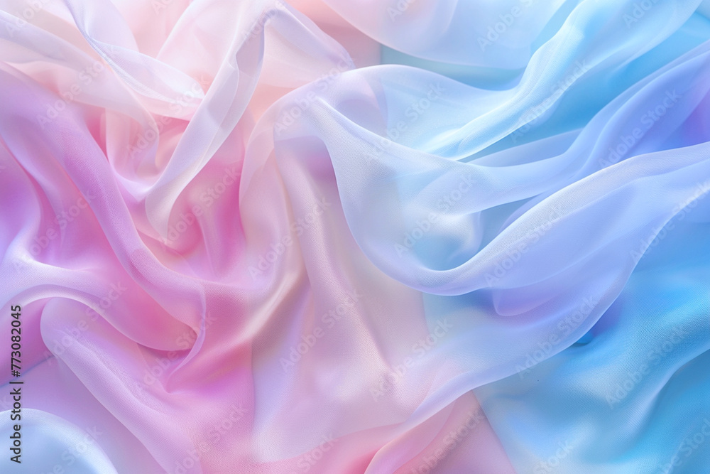 The image showcases a soft pink, blue, and white background adorned with a smooth, flowing fabric design at its center The image showcases a soft pink, blue, and white background adorned with a smooth, flowing fabric design at its center