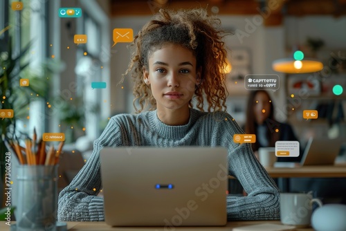 person interacting with AI Bot Chat GPT over laptop to get help and answers