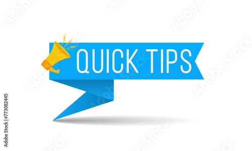 Quick tips shapes. Black - yellow speech bubble on white background with halftone effect. Quick tips, useful tricks logos, emblems and banners set isolated. Colorful tooltip, hint for website