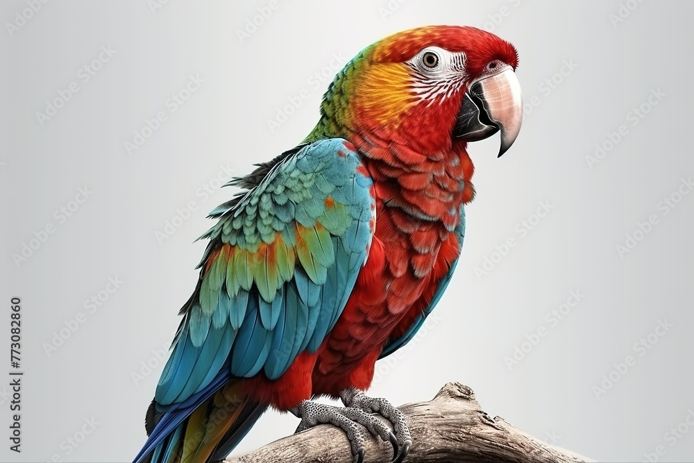 Fototapeta premium Parrot Perched on Clean White