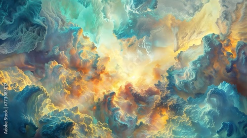 Cloudscape with swirling clouds in blue  yellow  and orange.jpg