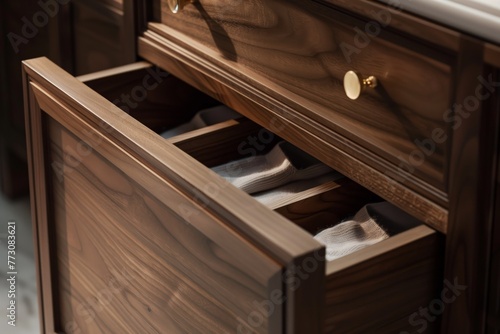 drawer ajar, revealing a secret compartment with luxury cashmere socks