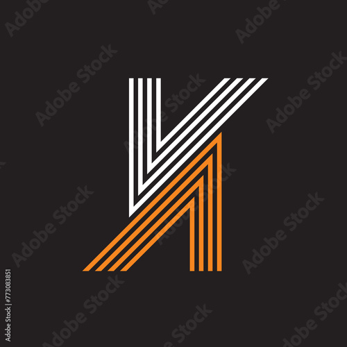 VA letter logo with alternating lines concept