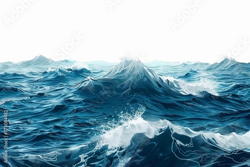 Ocean Water Surface Waves, Isolated Cutout Background Illustration