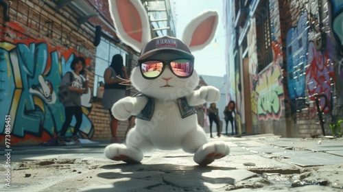 A stylish animated rabbit s...