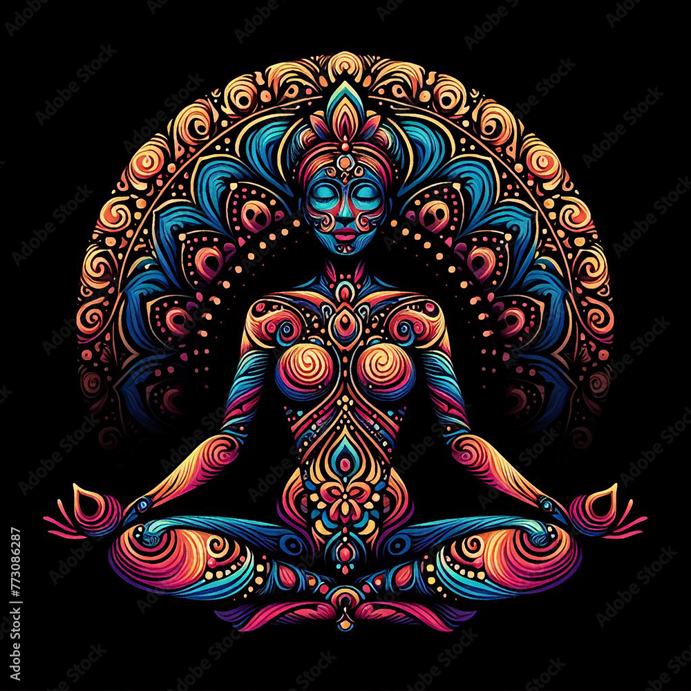 Meditation illustration created with colorful motifs
Meditation illustration created with colorful motifs