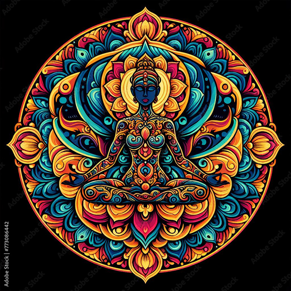 Meditation illustration created with colorful motifs
Meditation illustration created with colorful motifs