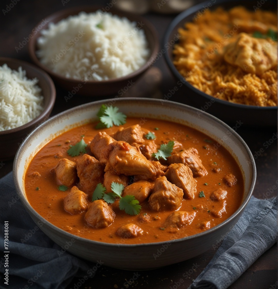 chicken curry with rice, Indian Cuisine , Spicy Chicken , Butter Chicken , 4k Background chicken curry with rice, Indian Cuisine , Spicy Chicken , Butter Chicken , 4k Background