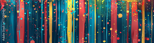 Dynamic Abstract Stripes and Dots Artwork in Bold Colors