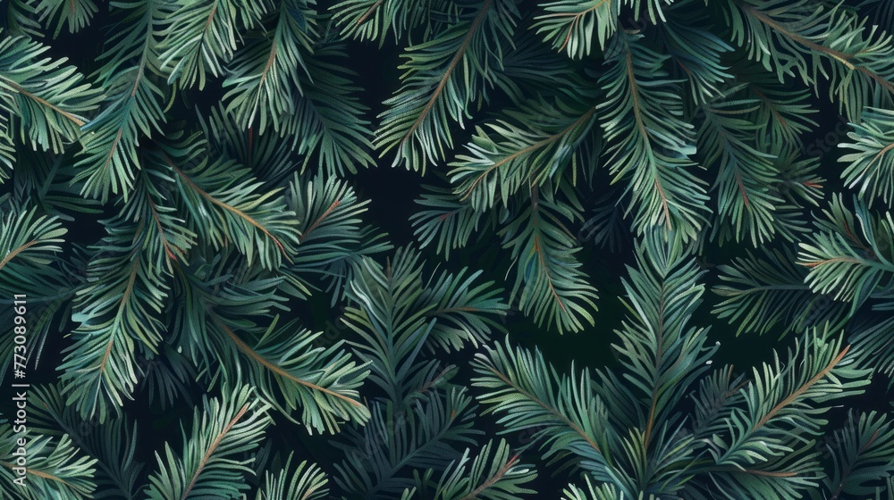 Beautiful seamless pattern with fir tree branches, coniferous forest endless texture. Evergreen nature background. Christmas or new year backdrop Beautiful seamless pattern with fir tree branches, coniferous forest endless texture. Evergreen nature background. Christmas or new year backdrop