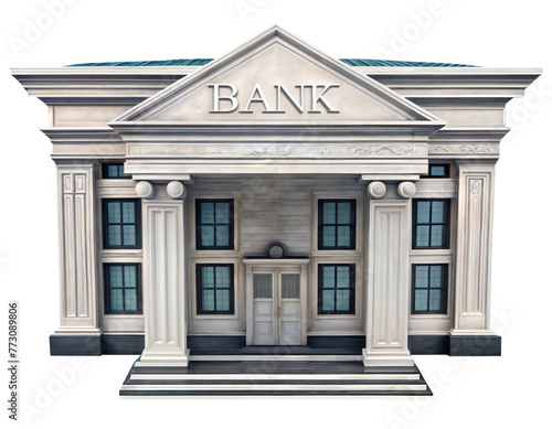 The bank building on a transparent background