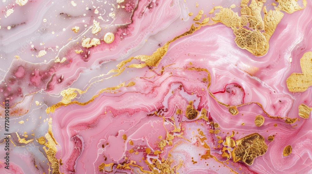 Close-Up of Pink and Gold Marble