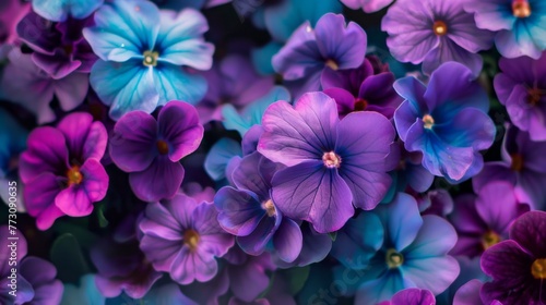 Cluster of Purple and Blue Flowers