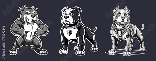 Proud pitbull dog Vector illustration. Generative AI.