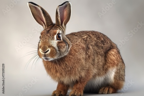 Adorable Rabbit Against White photo