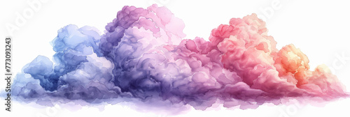 Soft pastel watercolor clipart of a cloud, fluffy and light, isolated on white, for designs that are airy and dreamy