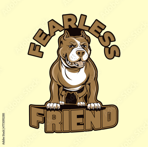 Fearless friend pitbull mascot vector illustration. Generative AI.