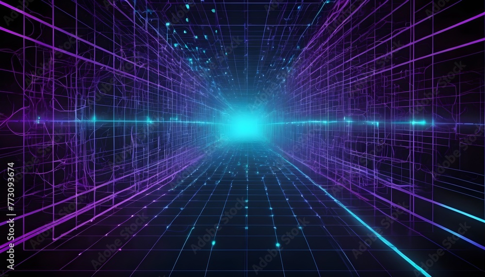 Fototapeta premium Techno Matrix Vector Abstract Background: Futuristic Digital Grid Design