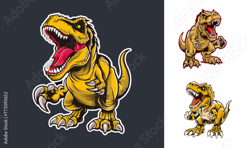 T-rex mascot vector illustration. Generative AI.