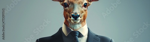 3D depiction of an animal dressed for business, closeup, formal elegance photo