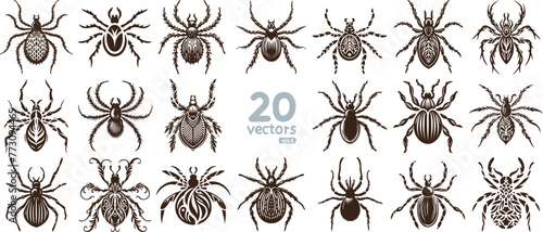 tick collection of monochrome vector drawings © Volodimir Basov