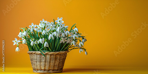 basket with snowdrops,generative ai
