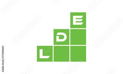 LDE initial letter financial logo design vector template. economics, growth, meter, range, profit, loan, graph, finance, benefits, economic, increase, arrow up, grade, grew up, topper, company, scale photo