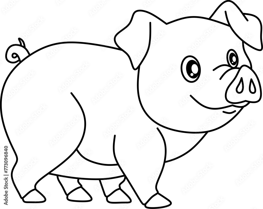 Fototapeta premium Pig line art for children coloring book page