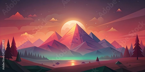 sunset in the mountains © night