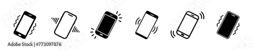 Set of vibration or ringing phone vector icons. Signal on smartphone. Incoming notification. Vector 10 Eps.