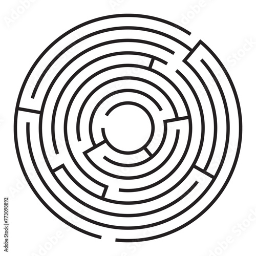 Round maze. Labyrinth vector illustration.