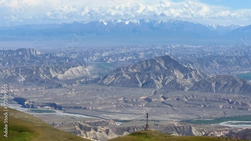 Toguz-Toro pass in Jalal-Abad region in western Kyrgyzstan. The Tien Shan and Pamir mountain systems. The highlands. View of the serpentine from the pass. 4К photo