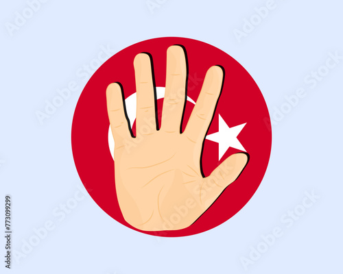 Turkey flag with hand stop sign, protest and human rights idea
