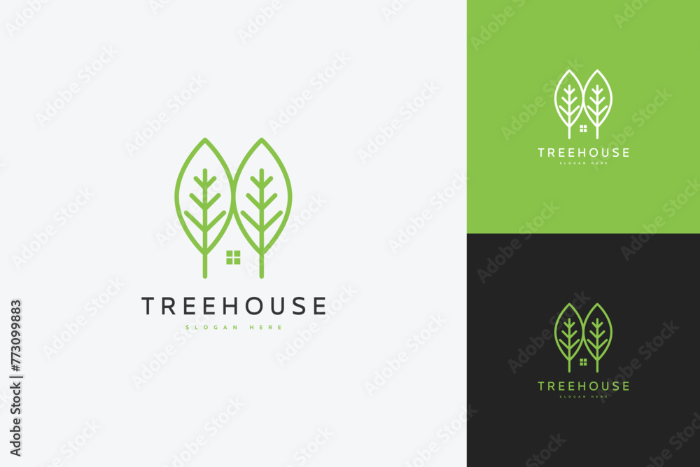 house illustration logo nature vector property tree - obrazy, fototapety, plakaty 