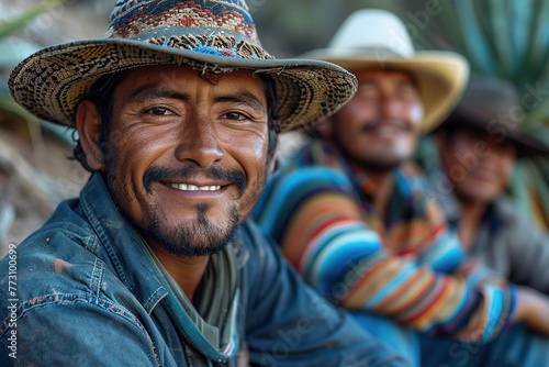 Group of mexican construction workers working on a building site in the USA