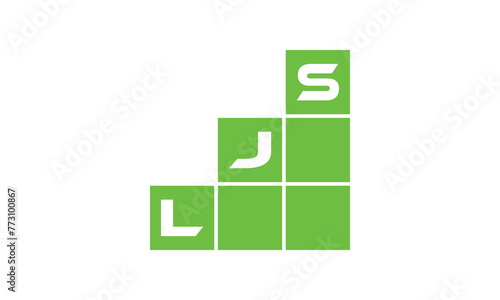 LJS initial letter financial logo design vector template. economics, growth, meter, range, profit, loan, graph, finance, benefits, economic, increase, arrow up, grade, grew up, topper, company, scale photo