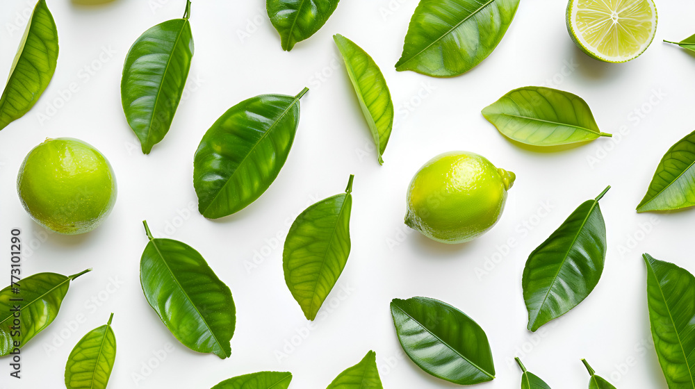 limes with leaves , generative ai limes with leaves , generative ai
