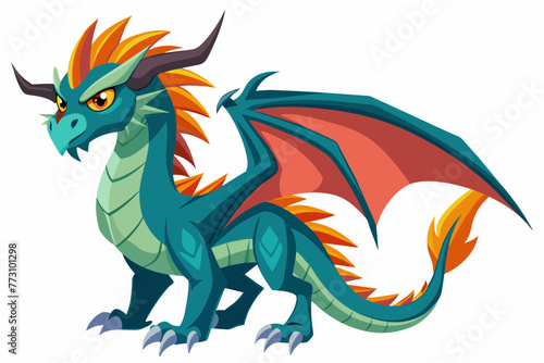 fantasy-dragons-clipart-magic-dragon--vector-white background. © mk graphics