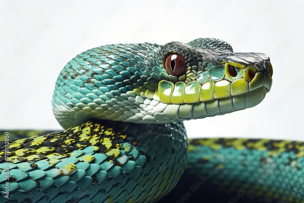 Fototapeta premium Stealthy Snake on White Background