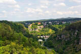 Hill panorama with castle Pottenstein in Franconian Switzerland, Germany